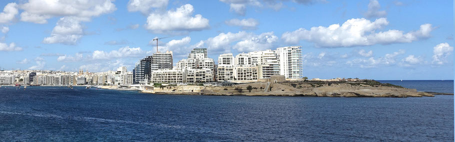 Malte : Tas-Sliema avec son fort Tigné sur la pointe de Dragut 