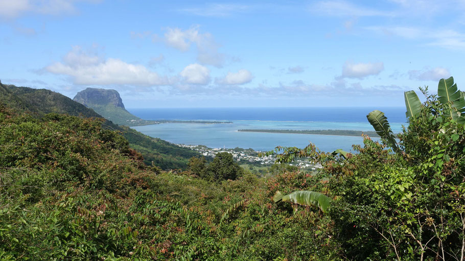 Ile Maurice : panorama sur Le Morne Brabant (556 m) et le lagon sur la route de Chamarel