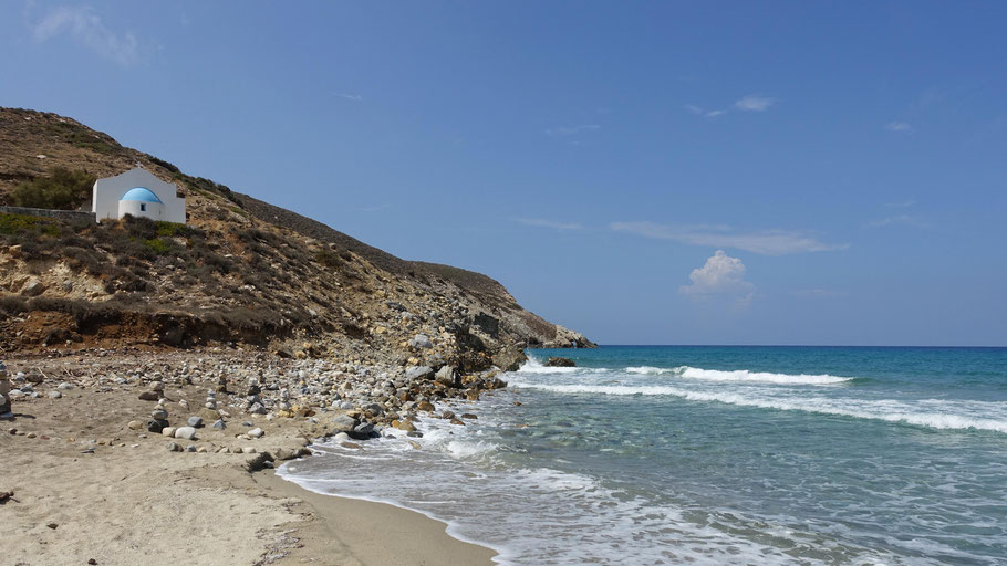 Grèce, Cyclades : Naxos, chapelle de la plage d'Amyte (Amitis beach)