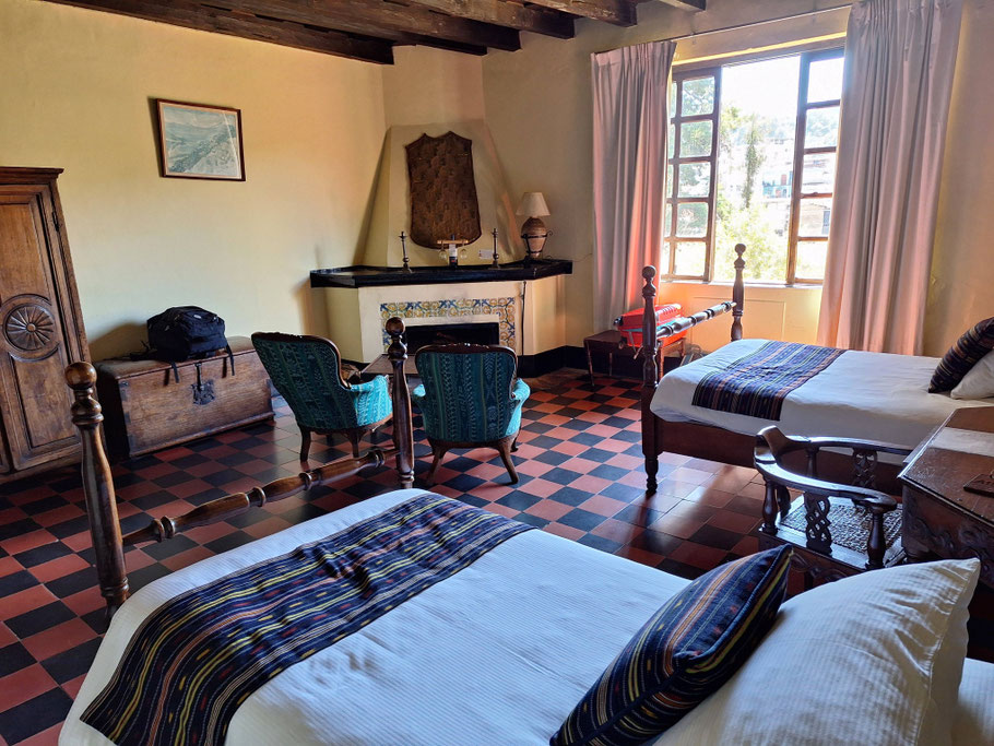 Guatemala, Chichicastenango : chambre au 1er étage du Museo Mayan Inn