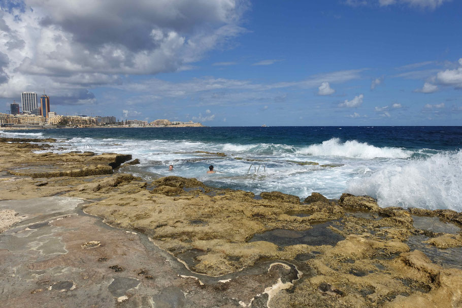 Malte, Sliema : bains "romains" datant en fait de l'époque victorienne à Fond Ghadir 