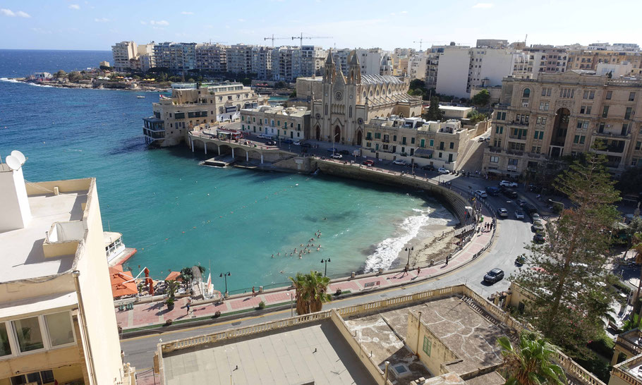 Malte : Balluta Beach vue du Marriott Hôtel