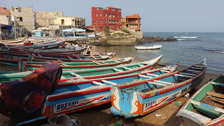 Sénégal, Dakar : pirogues dans le port de pêche de Ngor