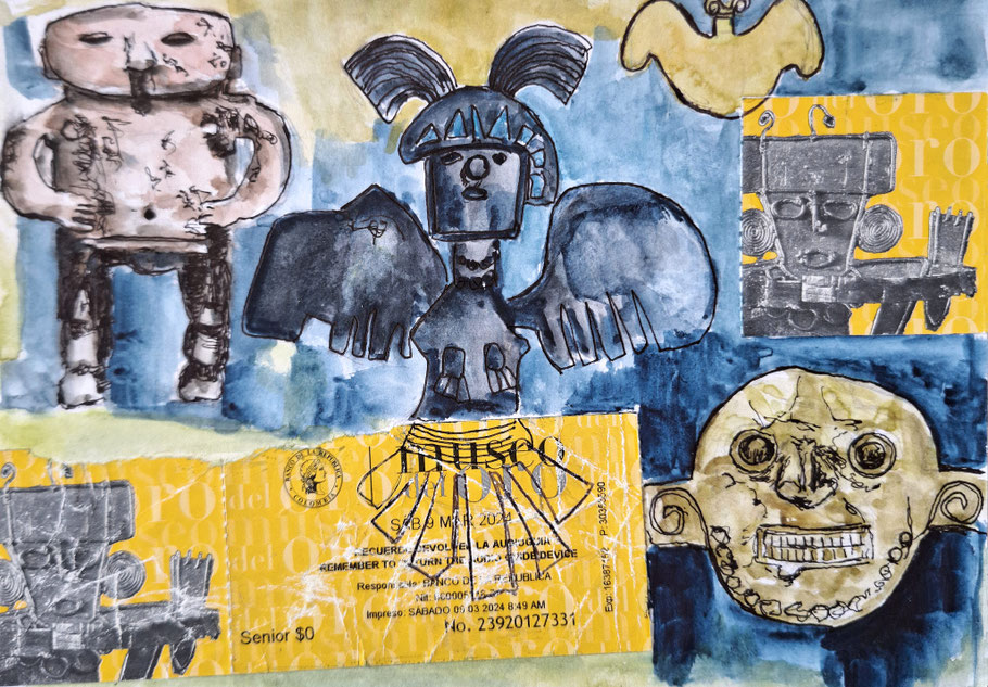Dessin du carnet de voyage sur la Colombie d'Alex Leroux