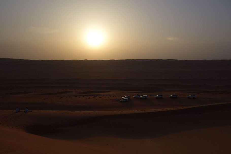 Oman, désert de Wahiba Sands : coucher de soleil