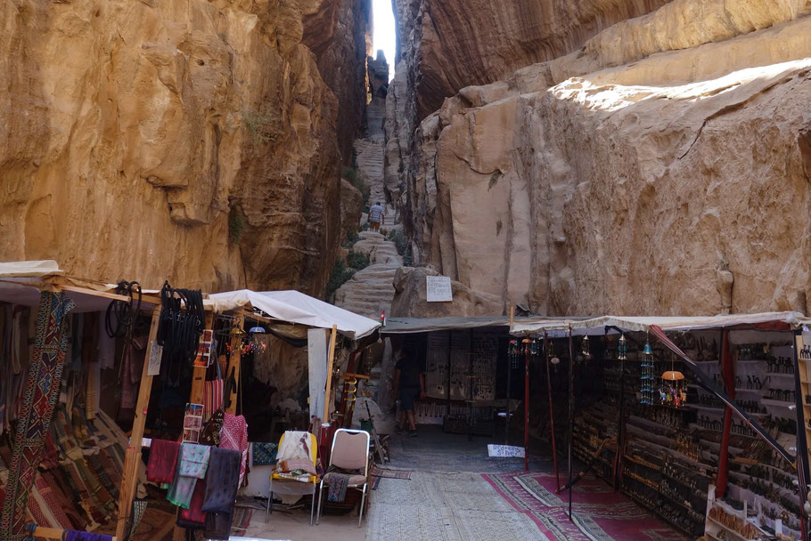Jordanie, Little Petra : escalier situé au fond du siq Al-Barid
