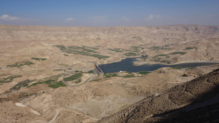 Jordanie, barrage de Wadi Al-Mujib, vue du Grand Canyon Viewpoint