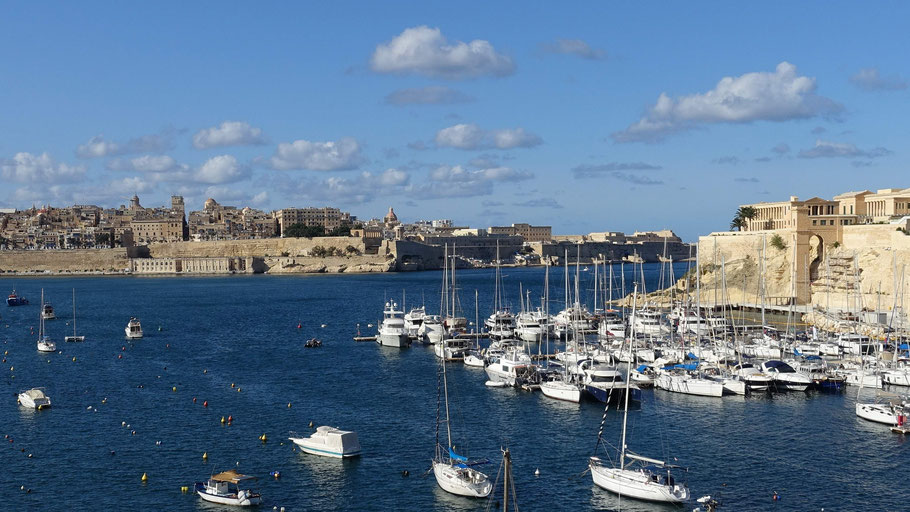 Malte, les Trois Cités : La Valette vue du Bastion Castille de Vittoriosa
