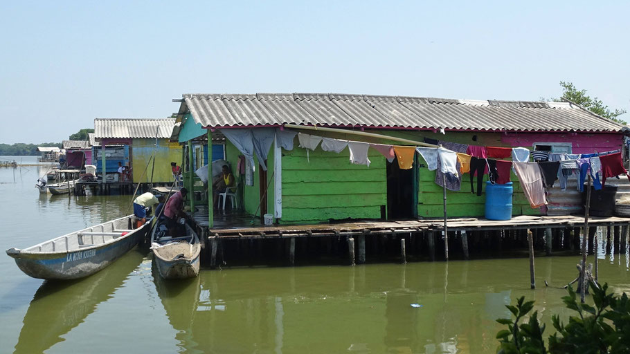 Colombie : maisons sur pilotis à Buenavista