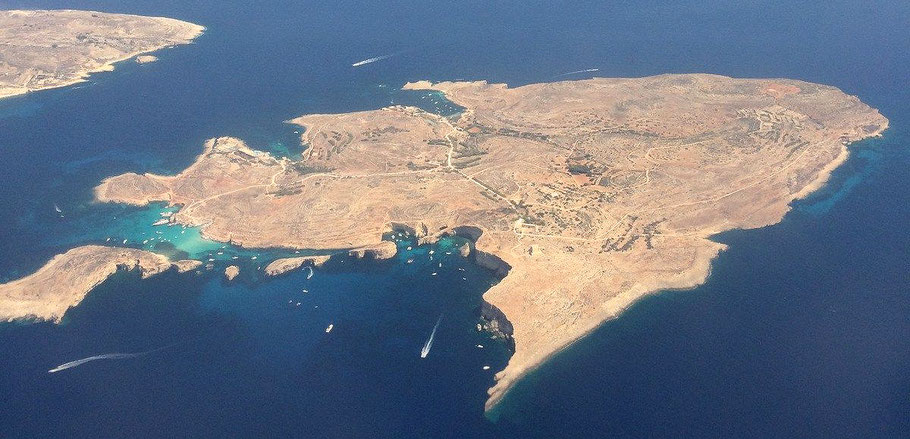 Comino et l'îlot de Cominotto vus du ciel