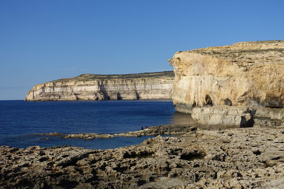 Malte, Gozo : site de l'Azure Window, arche aujourd'hui disparue