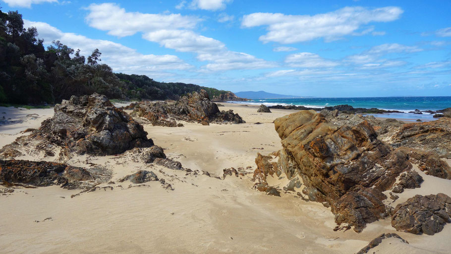 Australie, Croajingolong National Park, Mallacoota : les rochers de la plage de Quarry