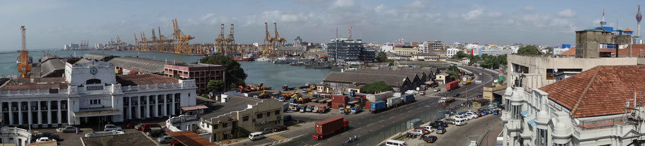 Sri Laka, port de Colombo vu du Grand Oriental Hotel