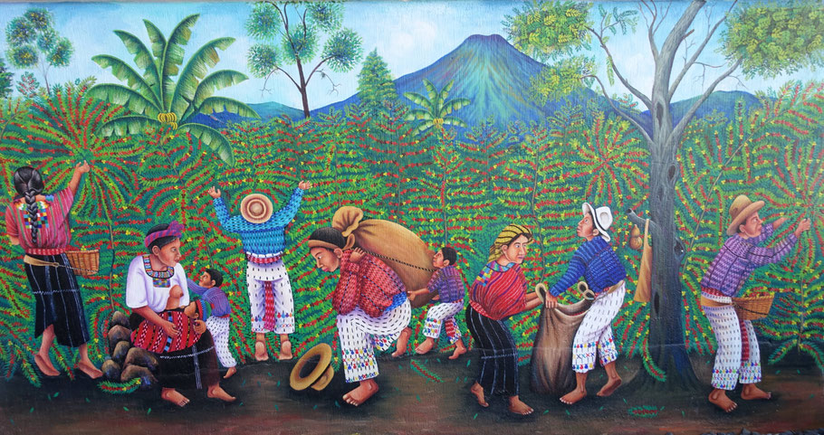 Guatemala, lac Atitlán : fresque murale de San Juan La Laguna