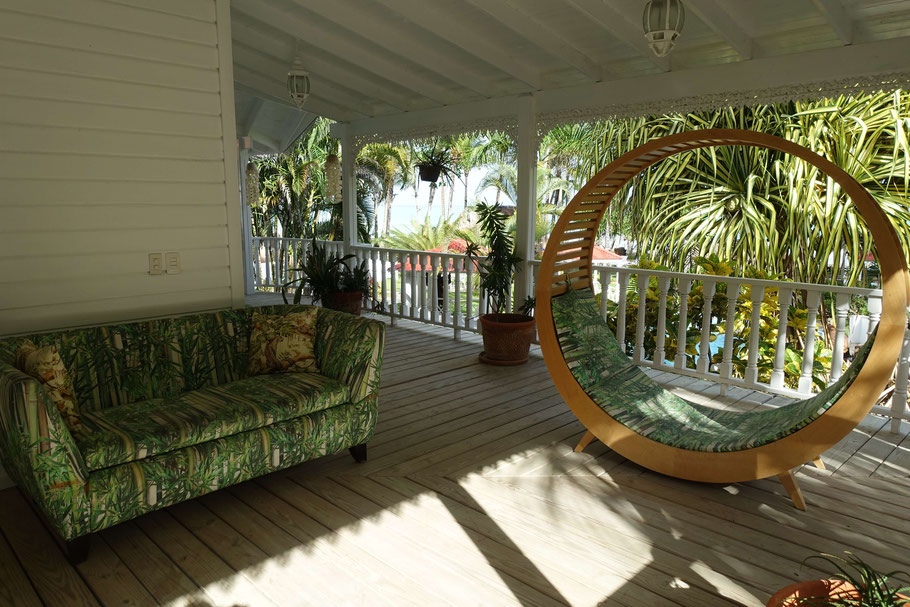 République Dominicaine, Las Terrenas : Hôtel Casa Cosón, terrasse du 1er étage