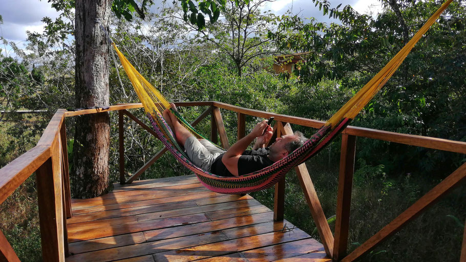 Costa Rica, Onca Tours & Tree Houses : détente dans le hamac de la terrasse