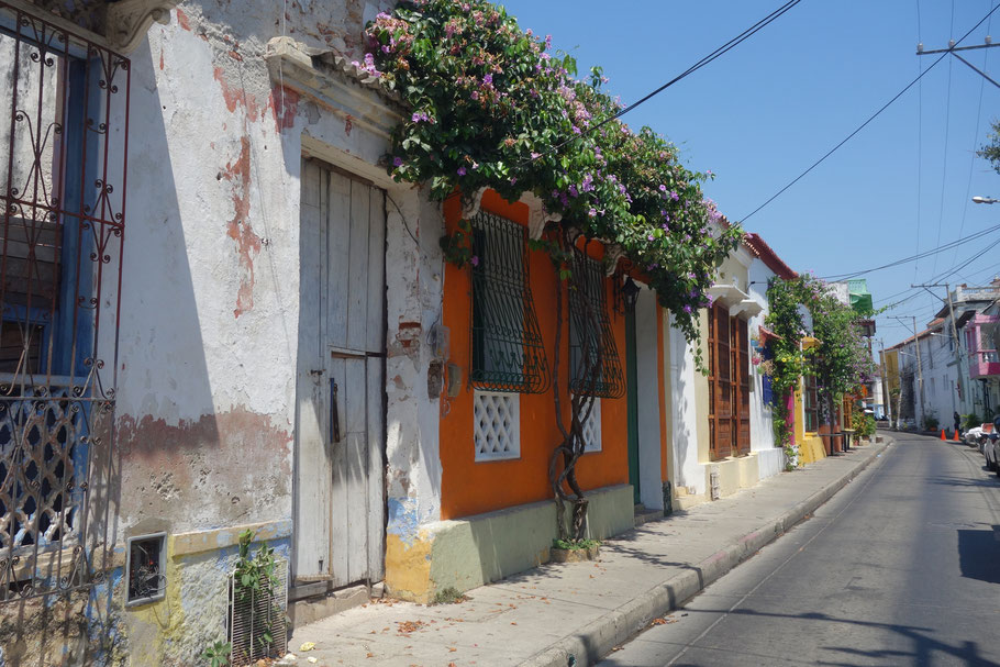 Colombie, Carthagène des Indes : rue du quartier de Getsemani