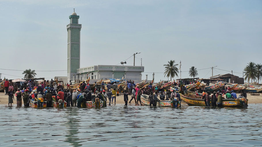 Sénégal : retour des pêcheurs à Djiffer vu du delta du Saloum