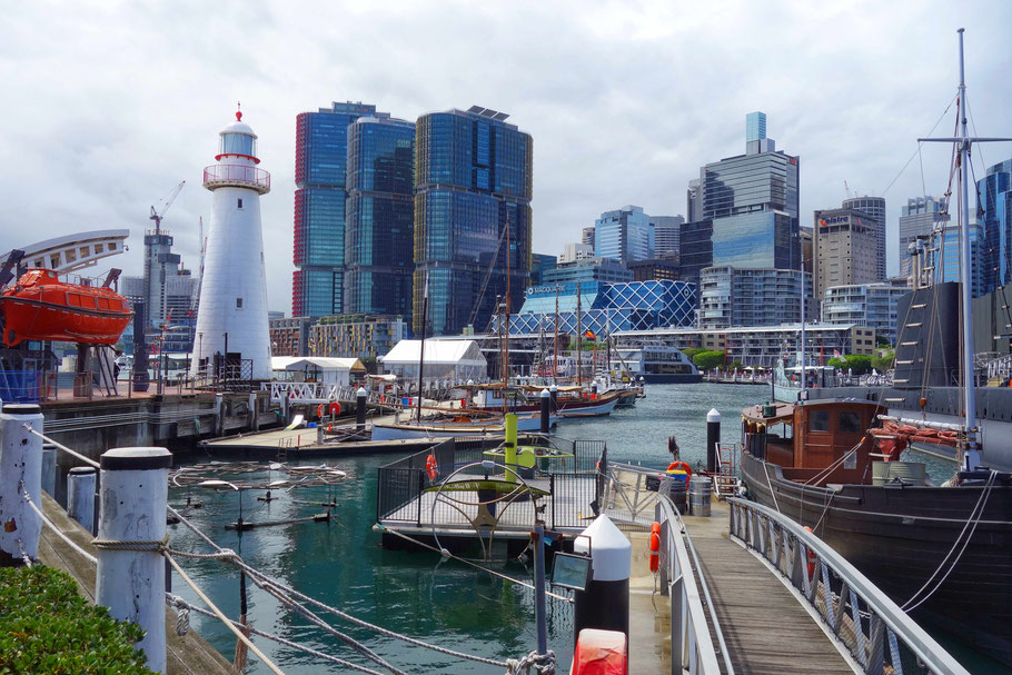 Australie, Sydney : montez en haut du phare du National Maritime Museum permet d'avoir une vue d'ensemble sur Darling Harbour