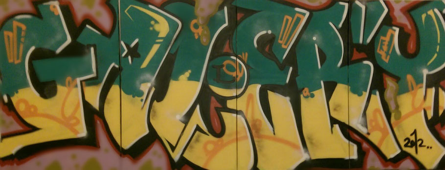 Grafitto von Lucius Fust zur Einweihung der RuhrGallery im Jahr 2012 (Text Gallery)