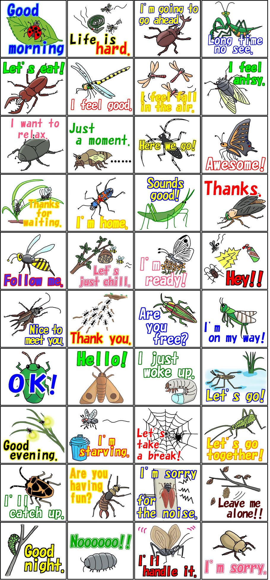 昆虫,虫,名人,博士,LINE,スタンプ,LINEスタンプ insects linesticker 