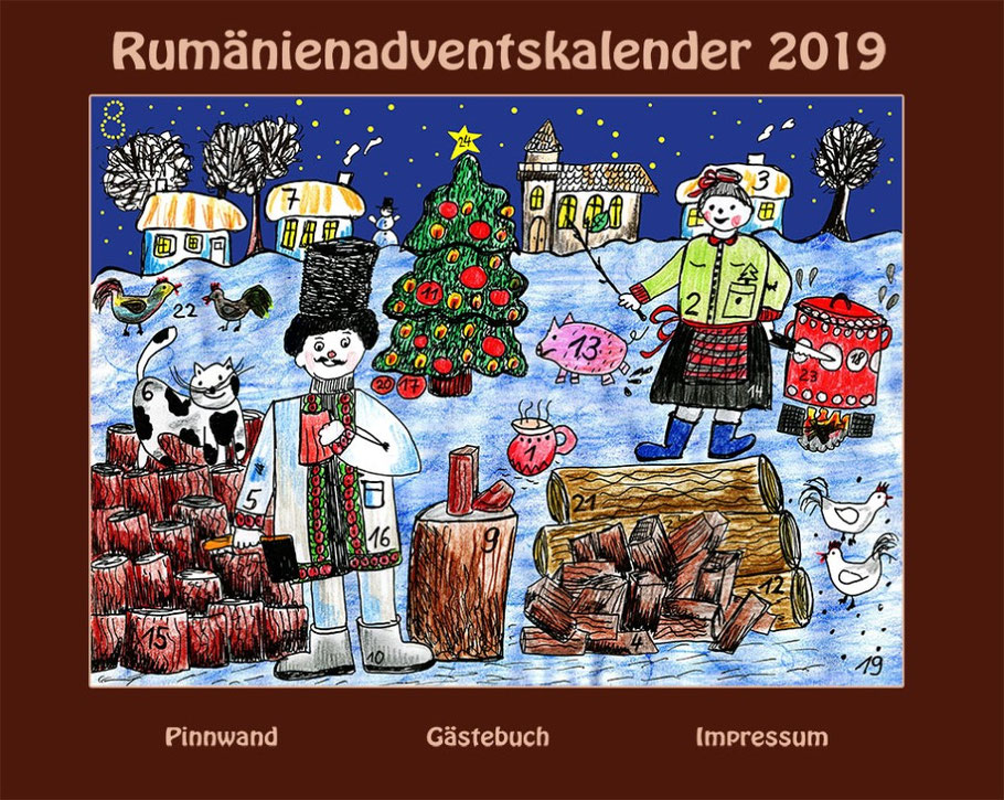 Rumänienadventskalenderbild von 2019 - Illustration © Gudrun Pauksch