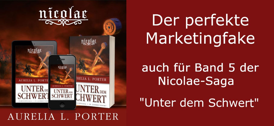 Perfekte Marketingfakes für die Nicolae-Saga; hier: Band 5 "Unter dem Schwert"