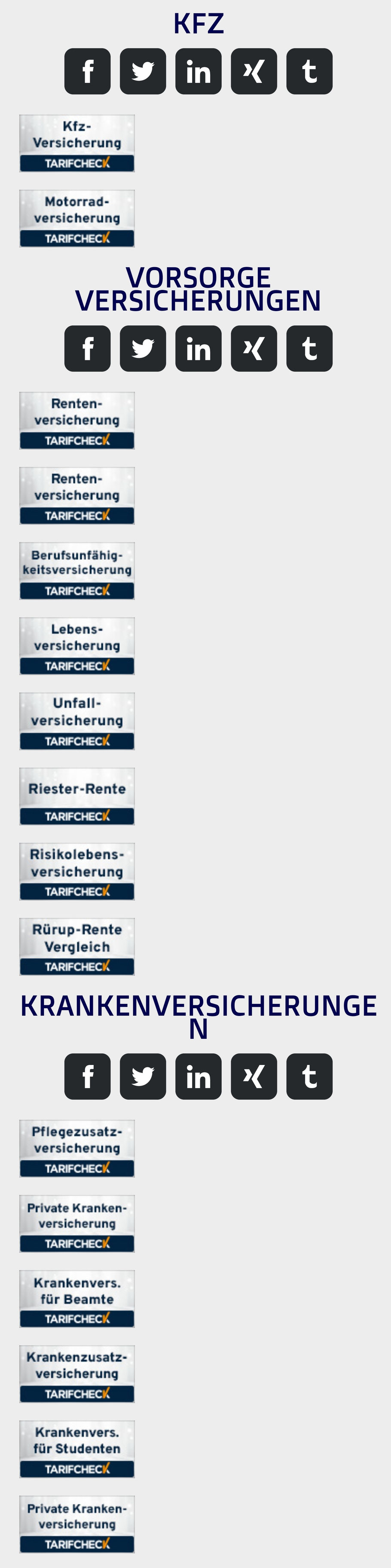 Kfz-, Vorsorge-, und KrankenVersicherungen