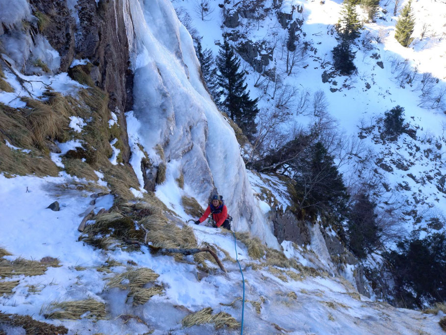 La goulotte du Lac Blanc, belle expérience dans un environnement unique.