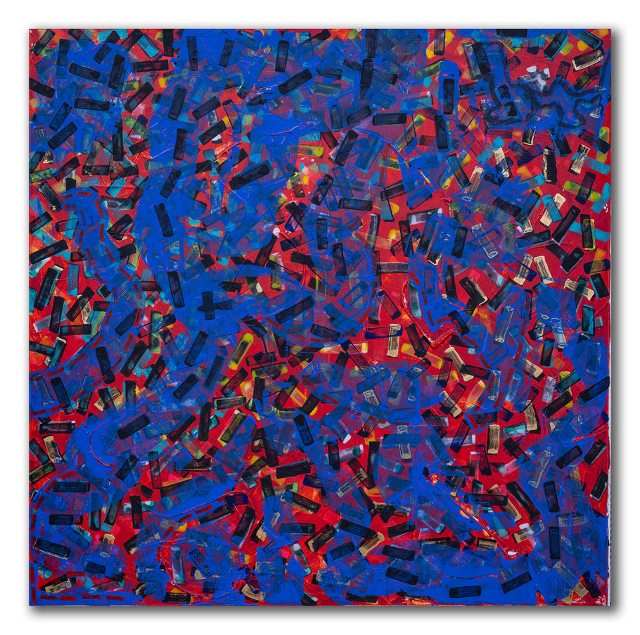 Peter AL Schrader, Sturm 1, Öl auf Leinwand, 100 x 100 cm, 2024