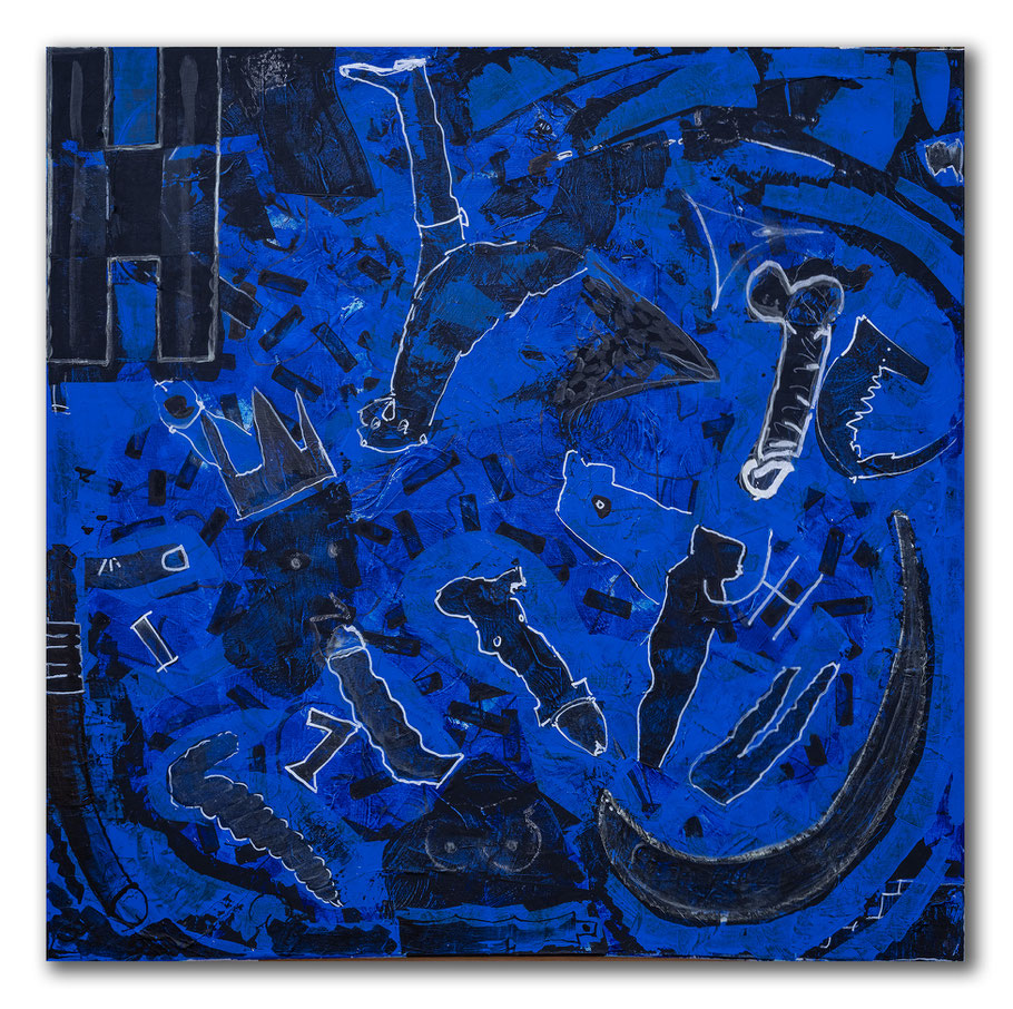 "Die Einsicht",  Acryl-Leuchtfarben, GESSO auf Leinwand, B 100 x H 100 cm, Dessau 2024
