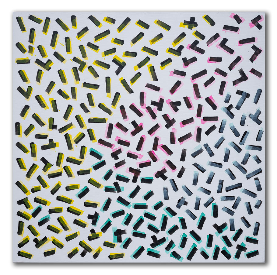 Peter AL Schrader, Confused 1, Öl auf Leinwand, 100 x 100 cm, 2024