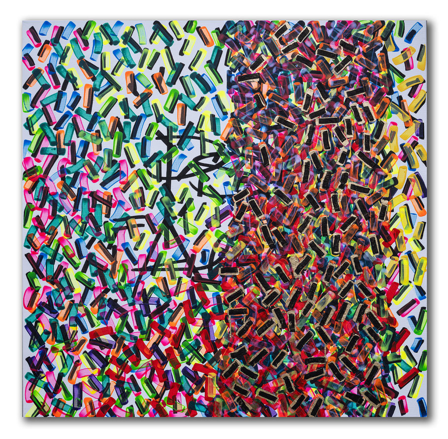 Peter AL Schrader, Sturm 3, Öl auf Leinwand, 100 x 100 cm, 2024