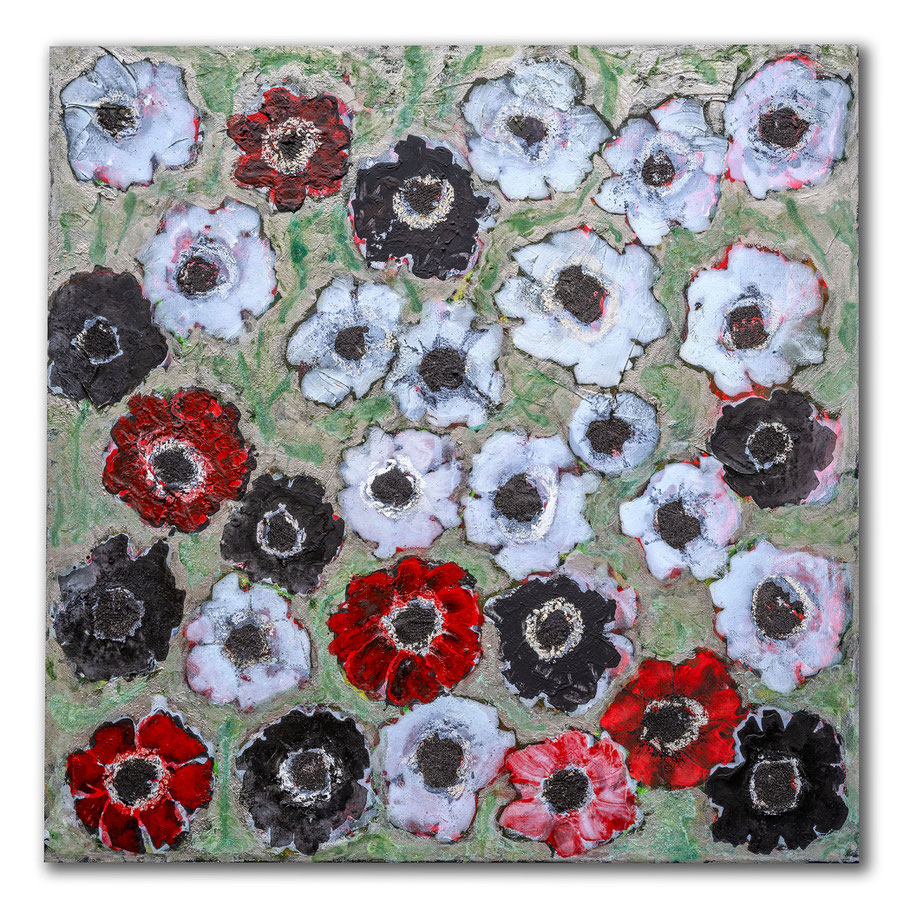 Flower Power, Acryl-Leuchtfarben auf Leinwand, Peter Schrader, Gemälde