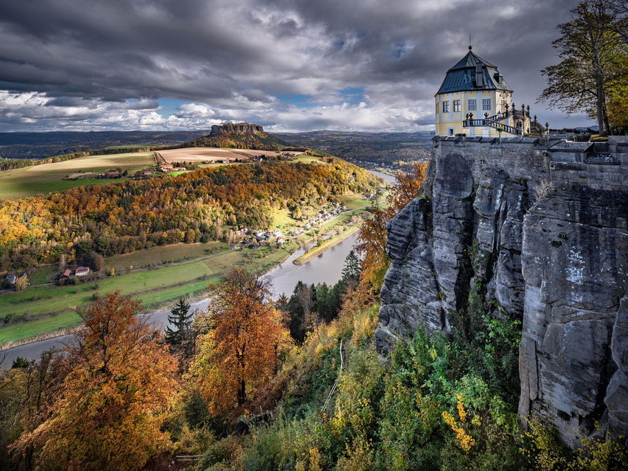 Blick von der Festung Königstein, Lilienstein, Elbsandsteingebirge