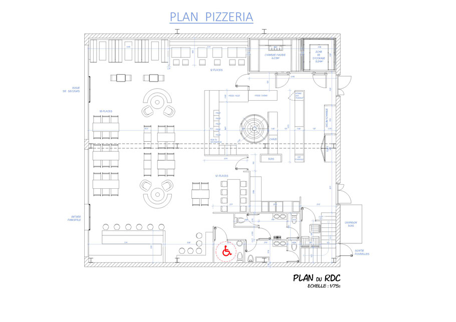 Plan de niveau pour restaurant en Seine-et-Marne (77), projet réalisé en collaboration avec une agence d’architecture