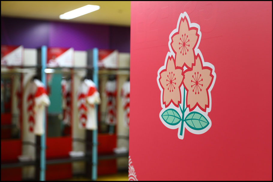 Japan dressing room before the game against Samoa – Francois Nel, World Rugby / Getty, Oct 5, 2019