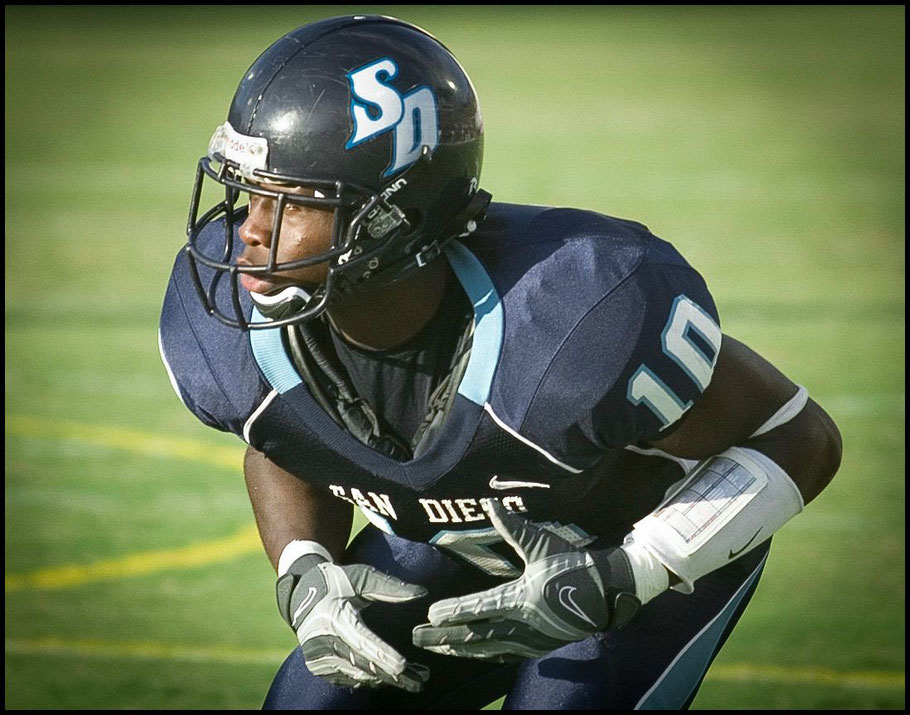 Adeyemi during a USD Toreros game — Courtesy of University of San Diego Athletics