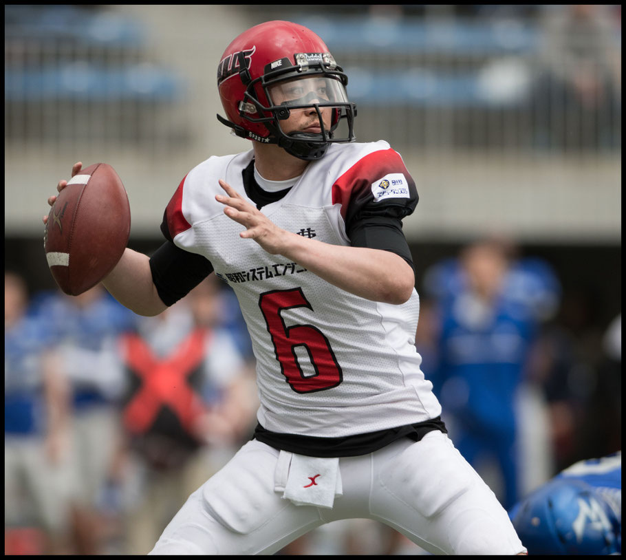Bulls' QB Keita Fujiwara in action during the 2017 Pearl Bowl Opener  - John Gunning, Inside Sport: Japan, April 22, 2017