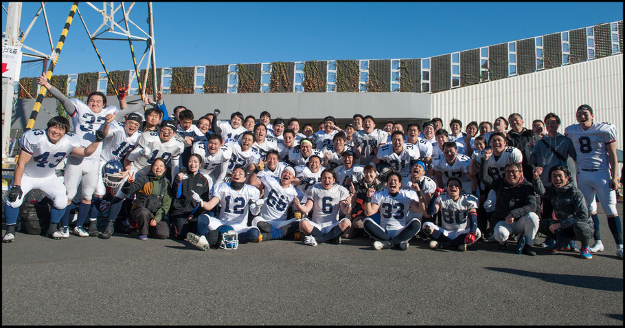 Dentsu players celebrate after their promotion deciding win last season — Chris Pfaff, Inside Sport: Japan, Dec 17, 2017