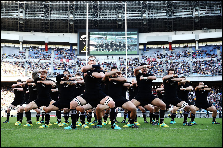 The New Zealand All Blacks perform the Kapa O Pango Haka. © Hannah Peters-Pool, Nov 4, 2017