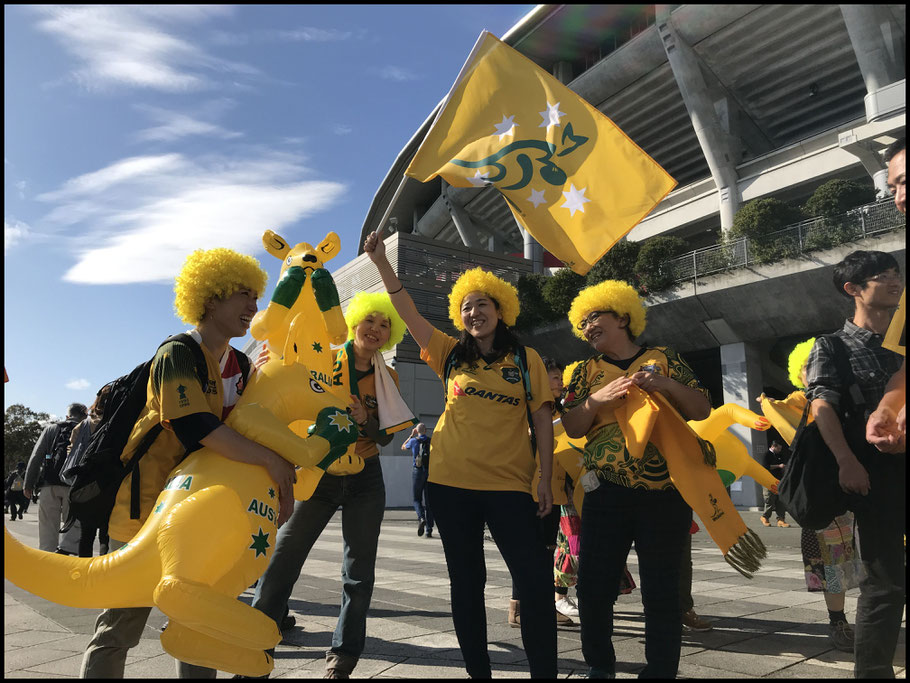 Australia supporters outside Nissan Stadium - John Gunning, Inside Sport: Japan, Oct 27, 2018