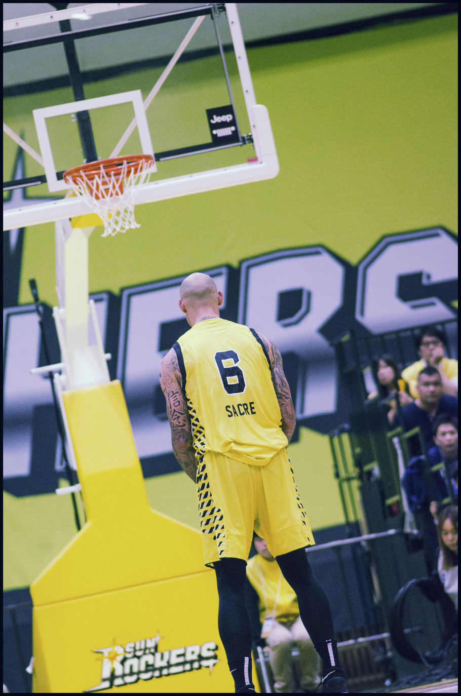 Robert Sacre of Sunrockers Shibuya takes a free throw— Chris Pfaff, Inside Sport: Japan, April 9, 2017