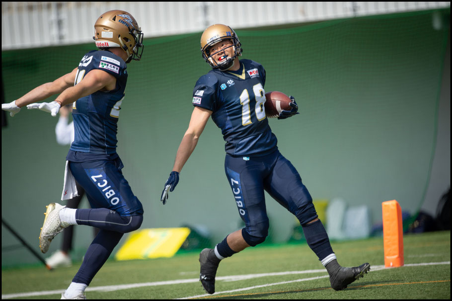 Kinoshita returns the opening KO of the Pearl Bowl for a TD – John Gunning, Inside Sport: Japan, April 20, 2019