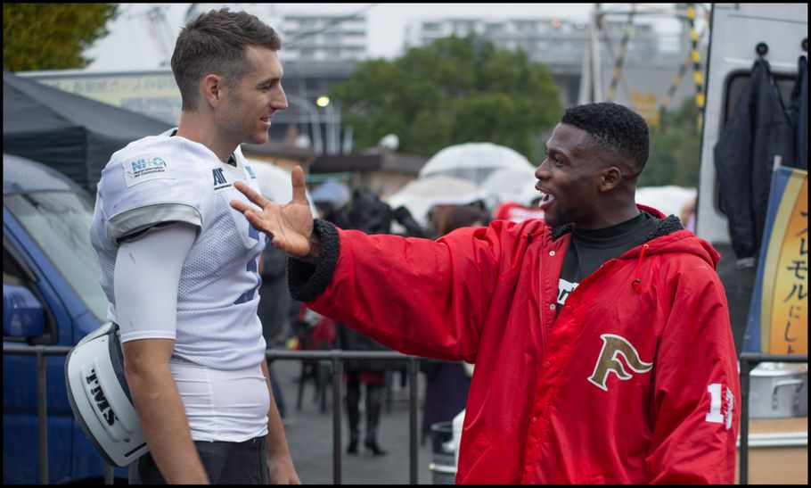 IBM QB Kevin Craft and Adeyemi after a game — John Gunning, Inside Sport: Japan, Nov 27, 2016