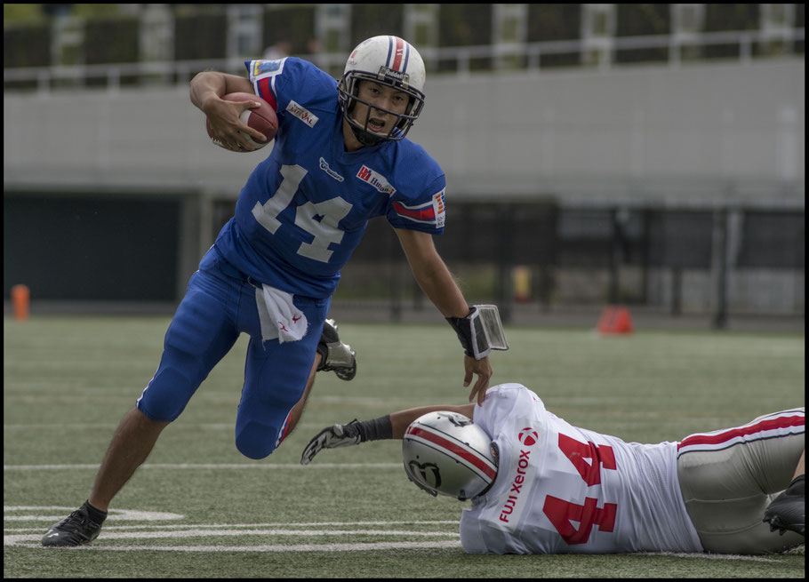 Ryo Murota led his team to victory with 3 passing TDs and 63 yards rushing - Chris Pfaff, Inside Sport: Japan, Sept 16, 2017