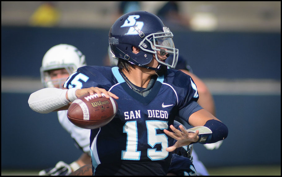 Lawrence broke Mason Mills USD career passing yards mark. Mills holds the XLeague single season record - Photo courtesy of USD Athletics