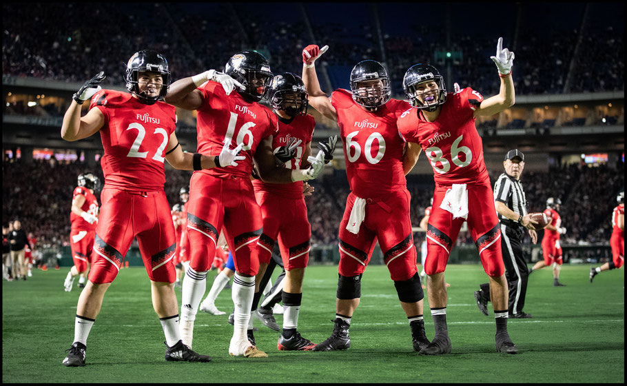 Fujitsu players celebrate during their third straight JXB title win – Sachiyo Karamatsu, Inside Sport: Japan, Dec 18, 2018