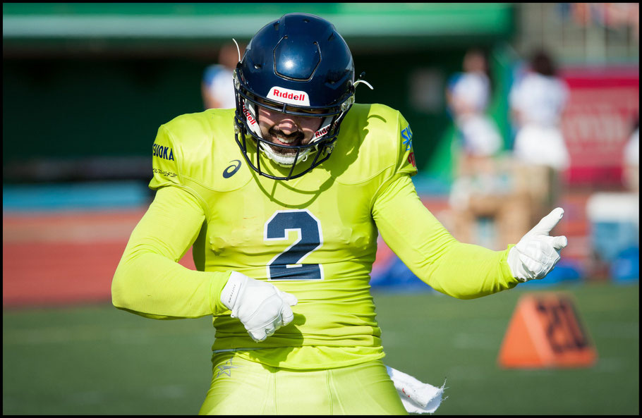 Celebrating a TD against Asahi Soft Drinks Challengers — Lionel Piguet, Inside Sport: Japan, Sept 16, 2018