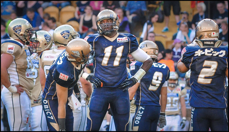 Jackson and Obic downed Dresden Monarchs 29-17 in Germany - Photo courtesy of Dirk Pohl, May 19, 2012